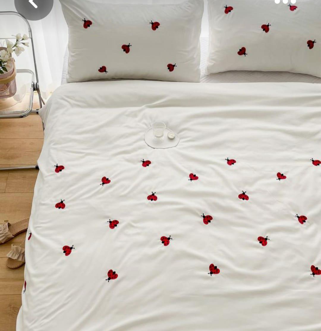 Little Lady Bug Embroidery Bedsheet