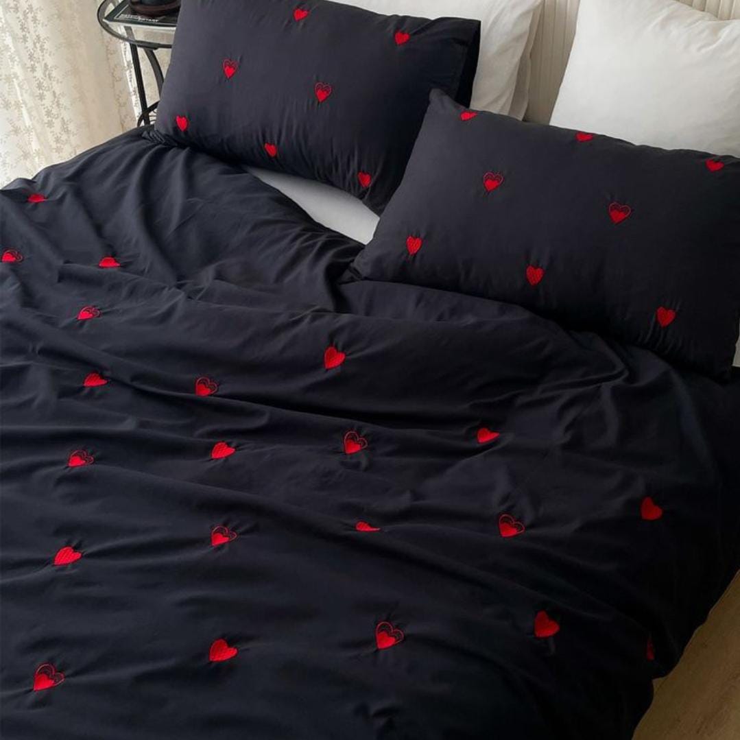 Little Hearts Embroidery Bedsheet
