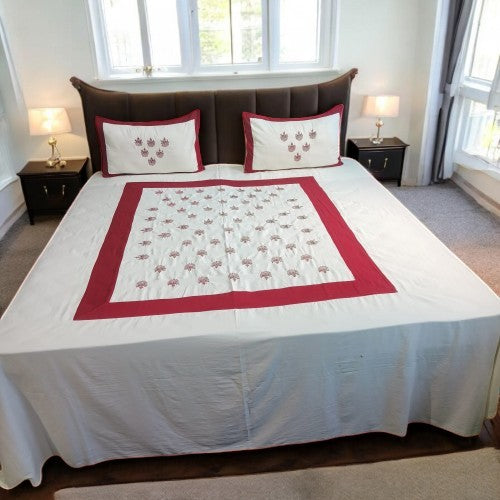 Aroma Majestic Square Red Pattern Embroidery Bedsheet