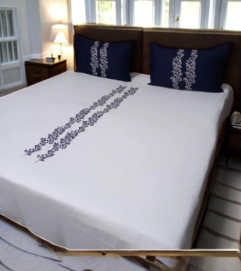 Aroma Indigo Pattern Embroidery Bedsheet