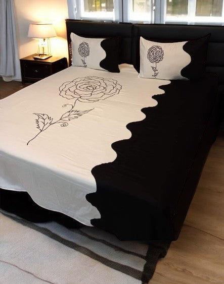 Aroma Black Rose Embroidery Bedsheet