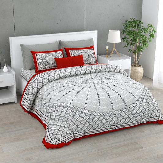 Red, White & Black Mandala Printed Bedsheet