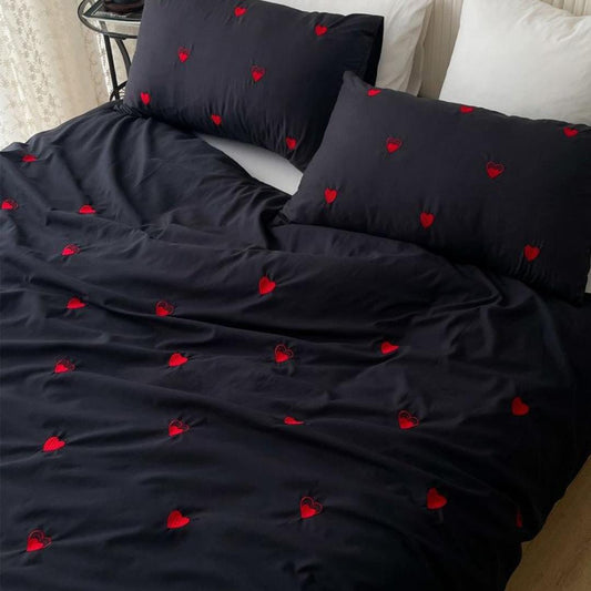 Little Hearts Embroidery Bedsheet