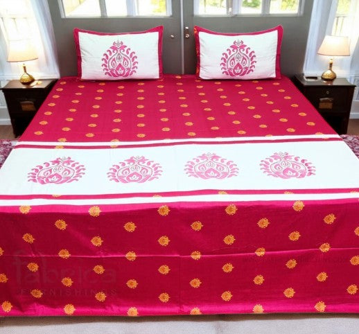 Aroma Beautiful Dark Pink Pattern Embroidery Bedsheet