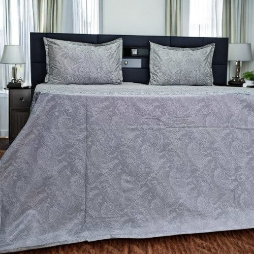 Bliss Grey Pattern Printed Bedsheet