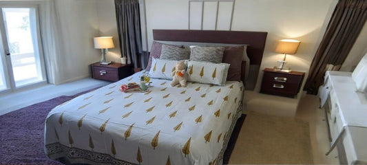 Green Leaf Pattern Hand Block Printed Bedsheet