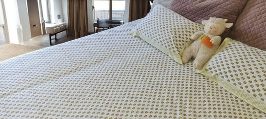 Elegant Green Leaf Handblock Printed Bedsheet